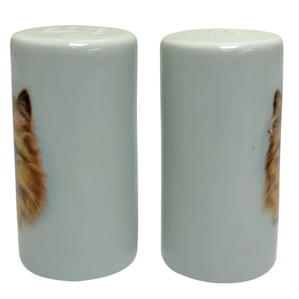 VTG Derick Brown Ceramic Ginger Persian Cat Kitty Salt & Pepper Shakers Stoppers